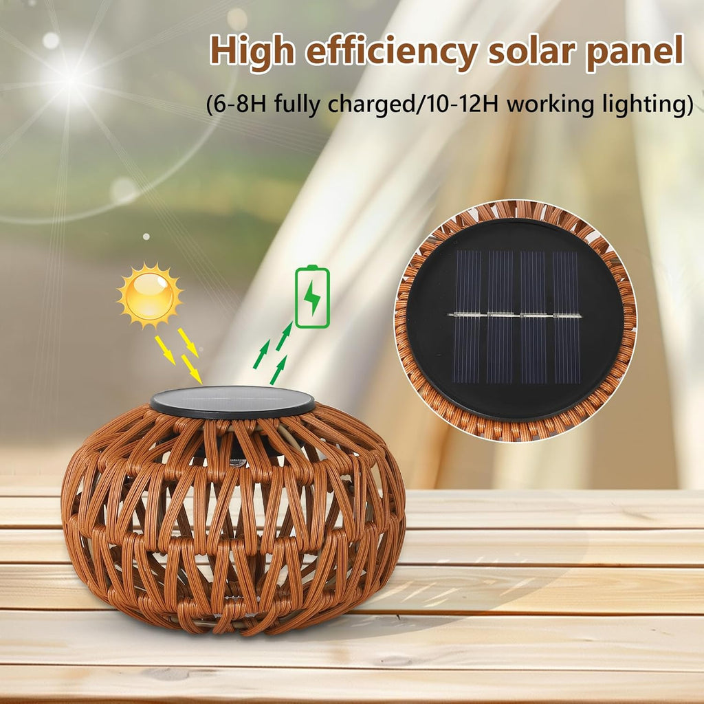 2 Pack Solar Lanterns Outdoor Waterproof, Outdoor Table Lamp Decor, Rattan Solar Lights Decorative, Small Tabletop Lantern Gifts for Mom, Grandma, Lantern Lights Outside for Garden, Yard, Steps