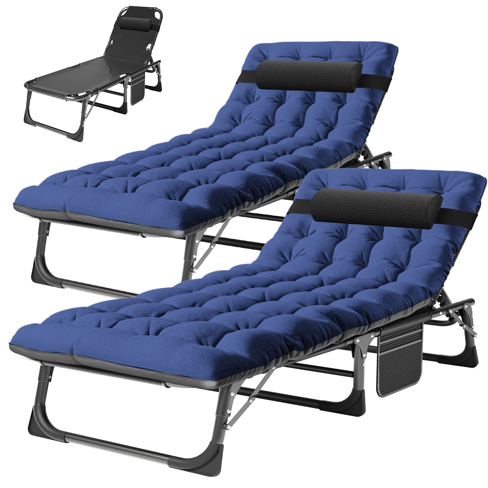 ABORON Chaise Lounge Chair,5 Positions Padded Outdoor Tanning Chair,Heavy Duty Portable Lounge Chair for Outdoor Sunbathing Patio Pool Lawn Deck Poolside,Support up to 440 Lbs