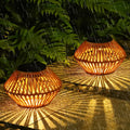 2 Pack Solar Lanterns Outdoor Waterproof, Outdoor Table Lamp Decor, Rattan Solar Lights Decorative, Small Tabletop Lantern Gifts for Mom, Grandma, Lantern Lights Outside for Garden, Yard, Steps